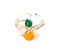 Forward Beaded Rings with Natural Gemstones Versatile Design Adjustable Entangled Beaded Rings for Layering Natural Stone Bead