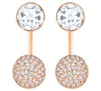 Forward earring jackets, Round cut, White, Rose gold-tone plated
