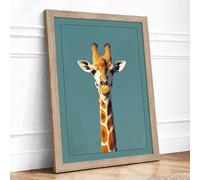 Forward Giraffe Modern Framed Wall Art Print A2 (59.4×42cm) Oak, Wall Decor for Living Room, Bedroom, Office & Home, Ready to Hang, Art Gift