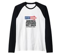 Forward Not Back NO Project 2025 American Flag Democracy Raglan Baseball Tee