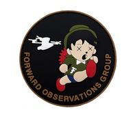Forward Observations Group Tactical PVC Patches Appliques, Glow-in-The-Dark Morale Badge with Hook Backing, 8cm Soft Rubber UAV Armband (Lack Background with mud Lettering)