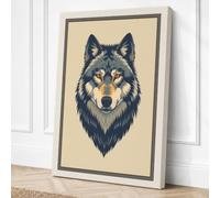 Forward Wolf Boho Canvas Wall Art Print 24x16 Inch