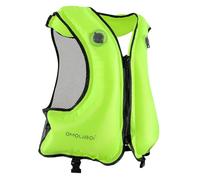 FORWEWAY Dual-Chamber Inflatable Buoyancy Jacket Adjustable Flotation Aid for Adults High Visibility Design for Swimming Fishing Water Activities (Green)