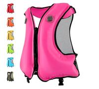 FORWEWAY Dual-Chamber Inflatable Buoyancy Jacket Adjustable Flotation Aid for Adults High Visibility Design for Swimming Fishing Water Activities (Pink)