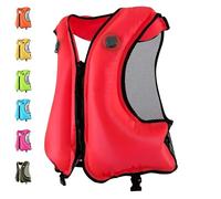 FORWEWAY Dual-Chamber Inflatable Buoyancy Jacket Adjustable Flotation Aid for Adults High Visibility Design for Swimming Fishing Water Activities (Red)