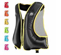 FORWEWAY Dual-Chamber Inflatable Buoyancy Jacket Adjustable Flotation Aid for Adults High Visibility Design for Swimming Fishing Water Activities (Black)