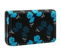 FORYEE Business Card Holder, RFID Blocking PU Leather Wallet with Magnetic for Women and Men, Name ID Credit Card Case, Portable Stylish Carrier Purse for Business Social, YH7-Butterfly Blue