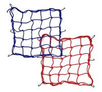 FORYNXHWIN 2 Pcs Motorcycle Helmet Net Cargo Net, 15" x15" Bungee Net with 6 Adjustable Hooks, Rubber Elastic Strap for Bicycle Motorcycle Helmet Luggage Racks (Red and Blue)