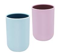 FORYNXHWIN 2Pcs Plastic Toothbrush Cup, 350ml Toothbrush Holder, Bathroom Cups, Simple Design Bathroom Rinsing Wash Tooth Mug, Portable Reusable, for Bathroom Travel Camping Daily Use(Pink and Blue)