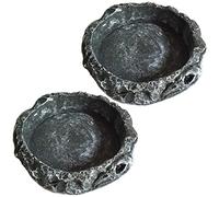 FORYNXHWIN 2Pcs Reptile Feeding Set, Resin Water Dish, Food Bowl for Gecko Lizard Chameleon Snake Turtle Snail