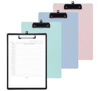 FORYNXHWIN 4Pcs Plastic Clipboard - 3mm Thick A4 Colored Clipboards with Retractable Hanging Clip, Sturdy & Durable Writing Boards for Office, Classroom (4 Colors)