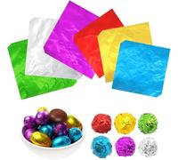 FORYNXHWIN 600PCS Chocolate Wrappers Candy Wrappers Aluminium Foil Packaging for Caramel Chocolate DIY Candy Packaging Square 4 x 4 and 3 x3 Inches, 6 Colors