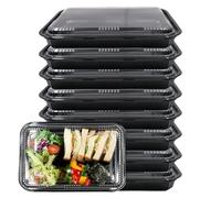 FORYNXHWIN 8 Pcs Sandwich Platter Trays With Lids Black, Large Rectangle Food Platter Trays, PET Plastic Reusable Buffet Catering Trays, Meal Prep Serving Trays for Catering, Outdoor, Family Party