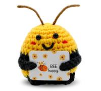 FORYNXHWIN Funny Positive Bee, Cute Mini Crochet Bee with Card, Handmade Crochet Positive Animals Gifts for Women Men Birthday Gift Party Decoration