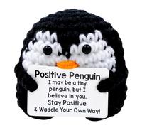 FORYNXHWIN Funny Positive Penguin, Cute Mini Crochet Penguin with Card, Handmade Crochet Positive Animals Gifts for Women Men Birthday Gift Party Decoration
