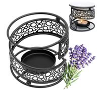 FORYNXHWIN Metal Essential Oil Burner Wax Melt Burner Diffuser with Ceramic Bowl, Candle Aroma Burner Ceramic Essential Oil Candle Holder Home Bedroom Decor, Round Black