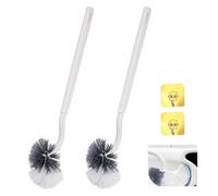 FORYNXHWIN Pack of 2 Toilet Brushes, Long Handled Toilet Brush with Curved Design, Plastic Brush Set with Strong Bristles for Deep Cleaning, Effective Cleaning for Toilets (White)