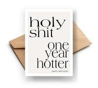 FORYOU24 Birthday Card Funny - Holy One Year Older - Funny Greeting Card for Men and Women - DIN A6 - 400 g/m² Premium Quality - Made in Germany - Includes Envelope