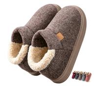 FORYOUTUNE Mens Fuzzy Slippers Winter Thick Sole High-Top House Shoes | Indoor Outdoor Slippers Cozy Slipper Boots for Women Men Wool Felt Upper Closed Back Slip-On Non-Slip Comfortable Gifts