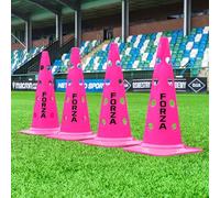 FORZA 20in Training Cones | Set of 4 or 8 High-Visibility Sports Cones for Agility Drills, Speed Training, and Hurdle Setup - 4 Colour Options (Without Agility Poles, Pink, Pack of 8)