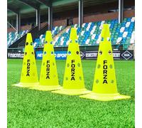 FORZA 20in Training Cones | Set of 4 or 8 High-Visibility Sports Cones for Agility Drills, Speed Training, and Hurdle Setup - 4 Colour Options (Without Agility Poles, Yellow, Pack of 4)