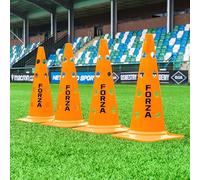 FORZA 20in Training Cones | Set of 4 or 8 High-Visibility Sports Cones for Agility Drills, Speed Training, and Hurdle Setup - 4 Colour Options (Without Agility Poles, Orange, Pack of 4)