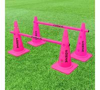 FORZA 20in Training Cones | Set of 4 or 8 High-Visibility Sports Cones for Agility Drills, Speed Training, and Hurdle Setup - 4 Colour Options (With Agility Poles, Pink, Pack of 4)