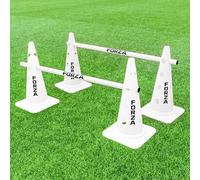 FORZA 20in Training Cones | Set of 4 or 8 High-Visibility Sports Cones for Agility Drills, Speed Training, and Hurdle Setup - 4 Colour Options (With Agility Poles, White, Pack of 8)