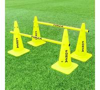 FORZA 20in Training Cones | Set of 4 or 8 High-Visibility Sports Cones for Agility Drills, Speed Training, and Hurdle Setup - 4 Colour Options (With Agility Poles, Yellow, Pack of 4)