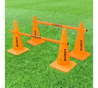 FORZA 20in Training Cones | Set of 4 or 8 High-Visibility Sports Cones for Agility Drills, Speed Training, and Hurdle Setup - 4 Colour Options (With Agility Poles, Orange, Pack of 4)