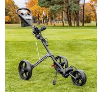 FORZA 3-Wheel Golf Trolley | Lightweight Aluminium Push Trolley with Ergonomic Handle, Foot Brake, Umbrella Holder & Foldable Design | Compact Golf Bag Transport
