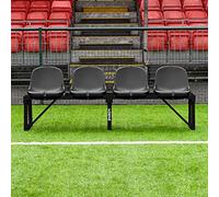 FORZA Aluminium Sin Bin & Substitute Bench | Multiple Seat Sizes & Colour Options | HDPE Bucket Seats (Black, 2m | 4 Seats)