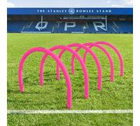 FORZA Football Training Passing Arcs | Set of 5 or 10 High-Tensile Plastic Arcs with Ground Spikes Passing, Dribbling & Agility Training Equipment (10, Pink)
