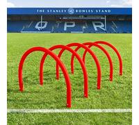 FORZA Football Training Passing Arcs | Set of 5 or 10 High-Tensile Plastic Arcs with Ground Spikes Passing, Dribbling & Agility Training Equipment (5, Red)