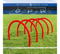 FORZA Football Training Passing Arcs | Set of 5 or 10 High-Tensile Plastic Arcs with Ground Spikes Passing, Dribbling & Agility Training Equipment (10, Red)