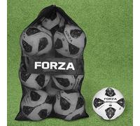 FORZA Footballs with Mesh Storage Carry Bag & Multiple Pack Sizes - Variety of Ball Types for Football Matches, Competitions & Training (Academy (Black/White), Size 4 (Pack of 12))