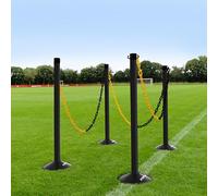 FORZA Freestanding Plastic Post & Chain Barrier Set | Heavy Duty Crowd Control Safety System with Weighted Base for Indoor & Outdoor Use - 6mm or 8mm Thickness (Black Posts & Black/Yellow Chains, 8mm)