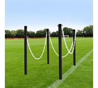 FORZA Freestanding Plastic Post & Chain Barrier Set | Heavy Duty Crowd Control Safety System with Weighted Base for Indoor & Outdoor Use - 6mm or 8mm Thickness (Black Posts & White Chains, 8mm)