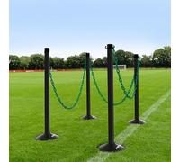 FORZA Freestanding Plastic Post & Chain Barrier Set | Heavy Duty Crowd Control Safety System with Weighted Base for Indoor & Outdoor Use - 6mm or 8mm Thickness (Black Posts & Green Chains, 8mm)