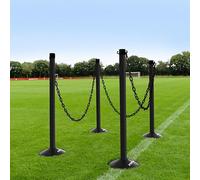 FORZA Freestanding Plastic Post & Chain Barrier Set | Heavy Duty Crowd Control Safety System with Weighted Base for Indoor & Outdoor Use - 6mm or 8mm Thickness (Black Posts & Chains, 8mm)