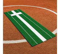 FORZA Full Size Softball Pitching Mat [10ft x 3ft] | Artificial Turf Pitching Mat with Regulation Pitching Rubber & Power Stride Line (Green)