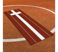 FORZA Full Size Softball Pitching Mat [10ft x 3ft] | Artificial Turf Pitching Mat with Regulation Pitching Rubber & Power Stride Line (Red)