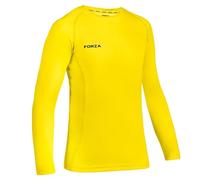 FORZA Junior Boys’ Base Layer Long Sleeve Top | Moisture Wicking, 4-Way Stretch Compression Undershirt for for All Sports | Multiple Sizes and Colours Available (Yellow, Age 9-10 (Junior))
