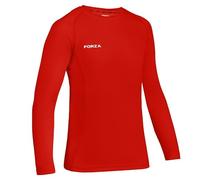 FORZA Junior Boys’ Base Layer Long Sleeve Top | Moisture Wicking, 4-Way Stretch Compression Undershirt for for All Sports | Multiple Sizes and Colours Available (Red, Age 13-14 (Junior))