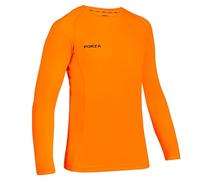 FORZA Junior Boys’ Base Layer Long Sleeve Top | Moisture Wicking, 4-Way Stretch Compression Undershirt for for All Sports | Multiple Sizes and Colours Available (Fluro Orange, Age 9-10 (Junior))