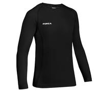 FORZA Junior Boys’ Base Layer Long Sleeve Top | Moisture Wicking, 4-Way Stretch Compression Undershirt for for All Sports | Multiple Sizes and Colours Available (Black, Age 9-10 (Junior))