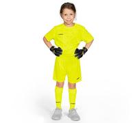 FORZA Kids' Goalkeeper Short Sleeve Kit - Complete Set with Shirt, Shorts & Socks [Ages 5-14] (Fluro Yellow, Age 11-12)