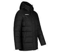 FORZA Longline Padded Coat - Water-Repellent 200GSM Insulated Jacket with Adjustable Hood, Ribbed Cuffs & Multiple Pockets (UK, Alpha, L, Regular, Regular, Black)