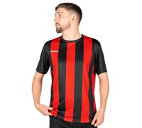 FORZA Men’s Striped Jersey Shirt [XS-XXL] - Premium Short Sleeve Football T-Shirts | 5 Stripe Colour Options (Black and Red, XS)
