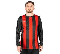 FORZA Men’s Striped Long Sleeve Jersey Shirt [XS-XXL] - Premium Long Sleeve Football T-Shirts Jersey | 5 Stripe Colour Options (UK, Alpha, XL, Regular, Regular, Black and Red)